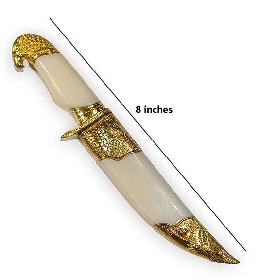 Royal Katari For Groom Golden White Marble Color Rajputana Style Made of Metal (Non Sharp)