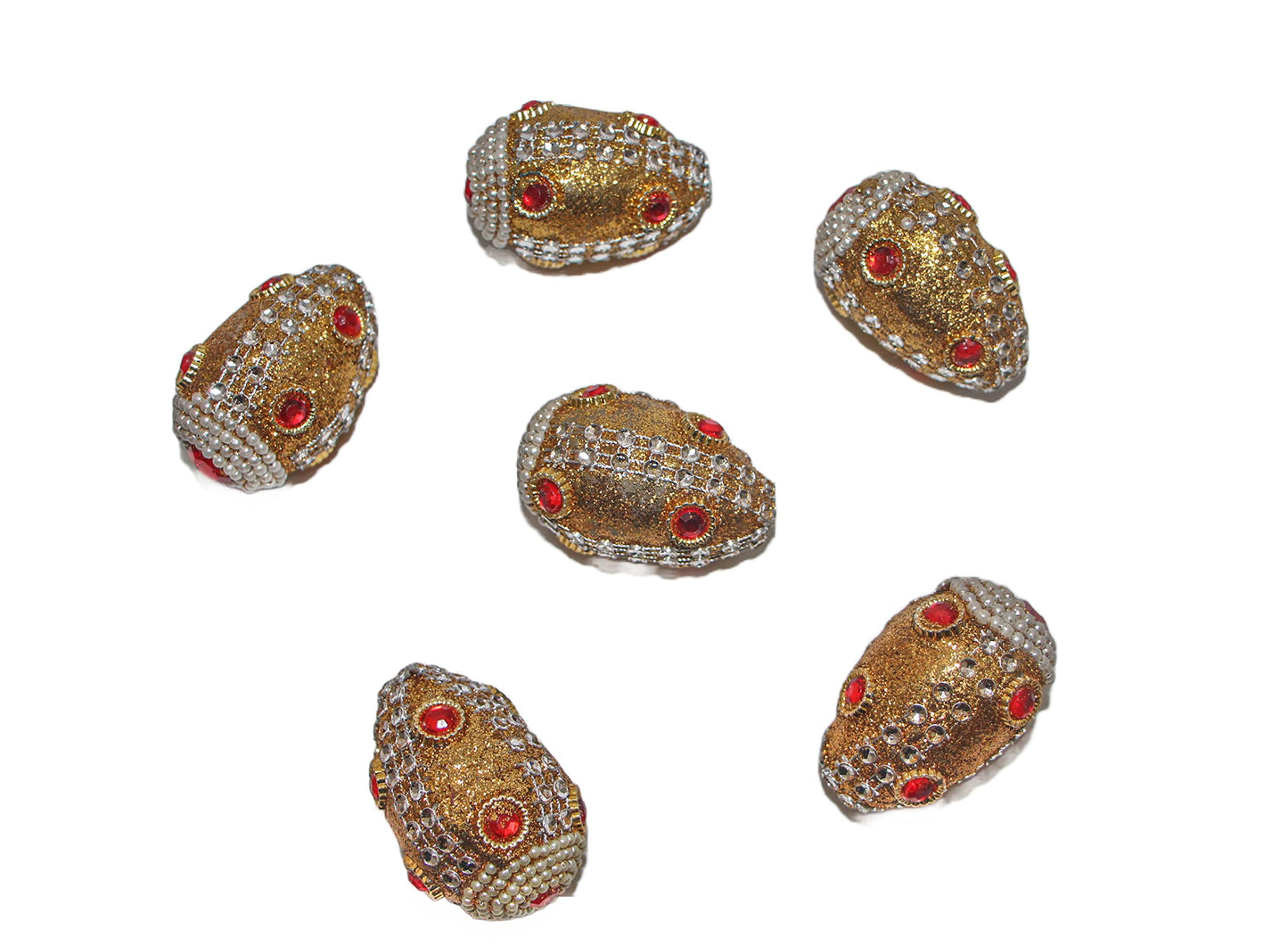 Pooja supari/Supari Gola Decorated with Glitter & Pearls Used in Weddings and Festival Rituals (10)