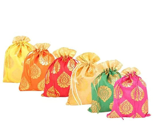 Designer Fabric Potli Batwa Bag Bridal Purse Women handbag Shagun Pouch Return Gifts MultiColor