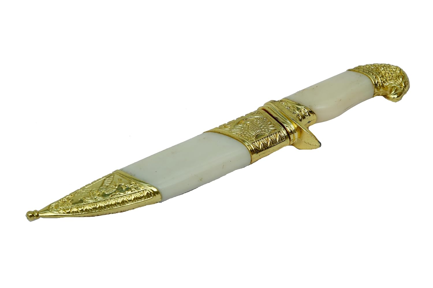 Royal Katari For Groom Golden White Marble Color Rajputana Style Made of Metal (Non Sharp)