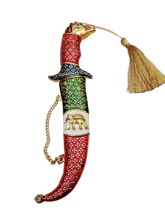 SHOPOBUDDY Royal Action Katari For Groom With Multicolor Meenakari Design Rajputana Style Made Of Metal (Non Sharp), 7.09 Inch, 2.5 cm
