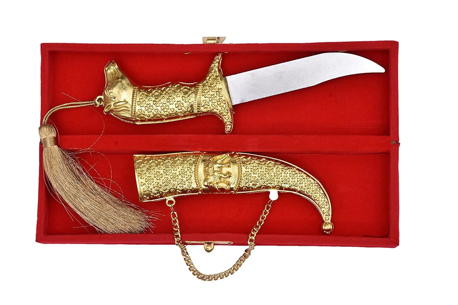 Royal Marriage Katari for Groom Rajputana Style Made of Metal Golden Color(Non Sharp), 21 * 4 cm