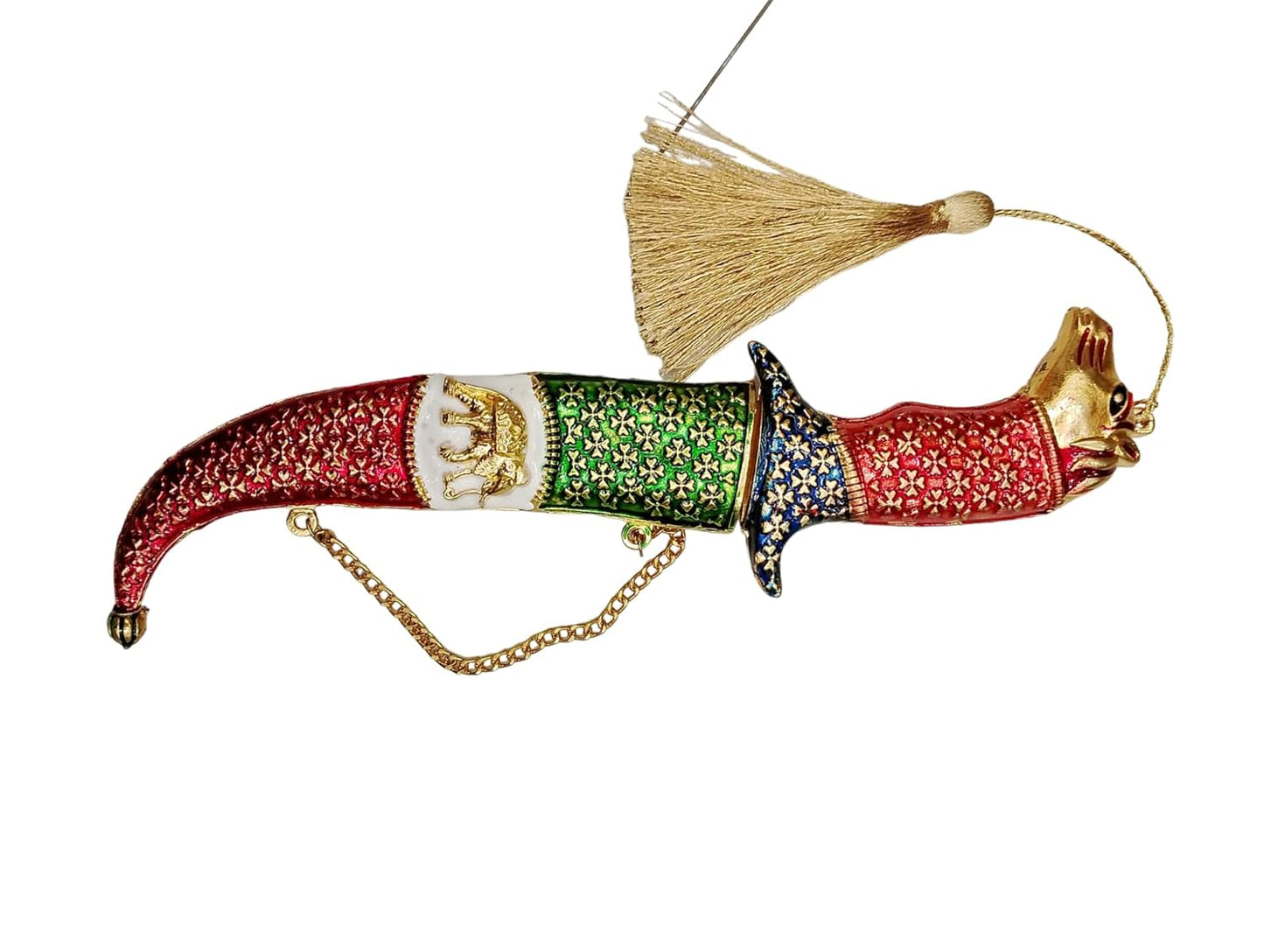 SHOPOBUDDY Royal Action Katari For Groom With Multicolor Meenakari Design Rajputana Style Made Of Metal (Non Sharp), 7.09 Inch, 2.5 cm