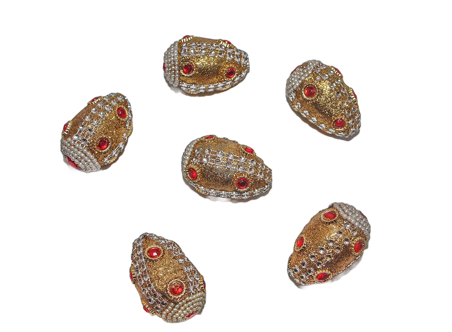 Pooja supari/Supari Gola Decorated with Glitter & Pearls Used in Weddings and Festival Rituals (10)
