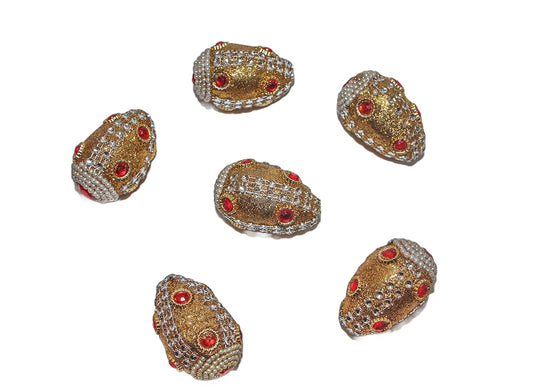 Pooja supari/Supari Gola Decorated with Glitter & Pearls Used in Weddings and Festival Rituals (10)