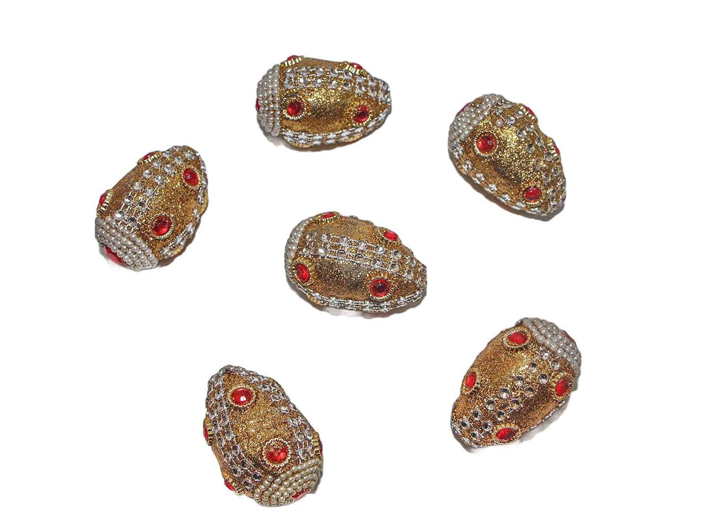 Pooja supari/Supari Gola Decorated with Glitter & Pearls Used in Weddings and Festival Rituals (10)